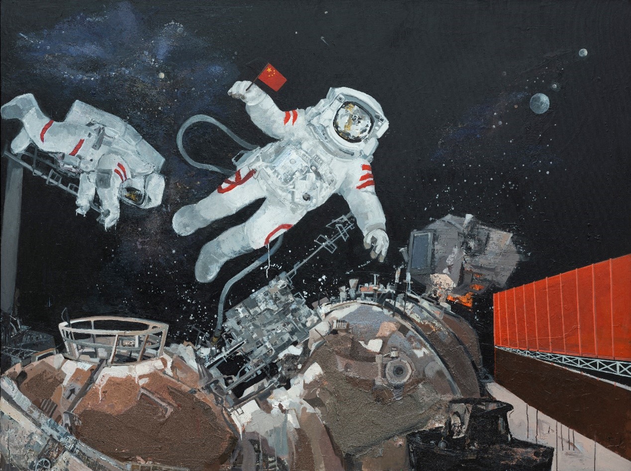 <h2>逐梦寰宇.祖国星海征途</h2><p>作者：高原</p><p>规格：150cm×200cm</p><p>品类：油画</p>